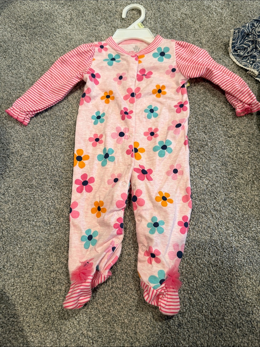 Pink Floral Baby One-Piece Footed Pajamas